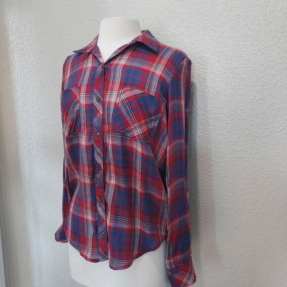 NEW William Rast Red & Blue Plaid Button Down Size S - Picture 4 of 11